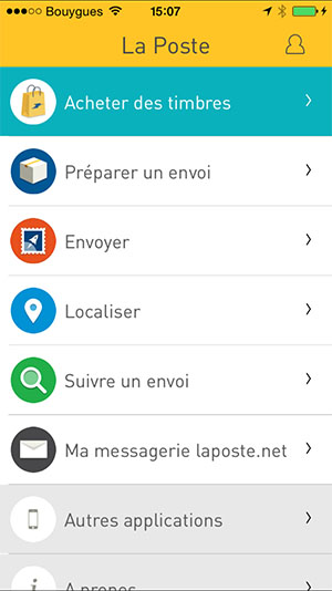 La page d'accueil de l'application est on ne peut plus limpide, grâce à un graphisme coloré, mais pas trop, et à une limitation volontaire du nombre d'éléments d'interface visible à l'écran