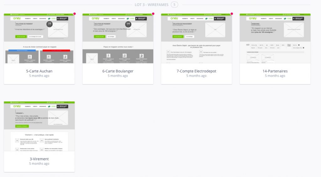 Exemples de wireframes